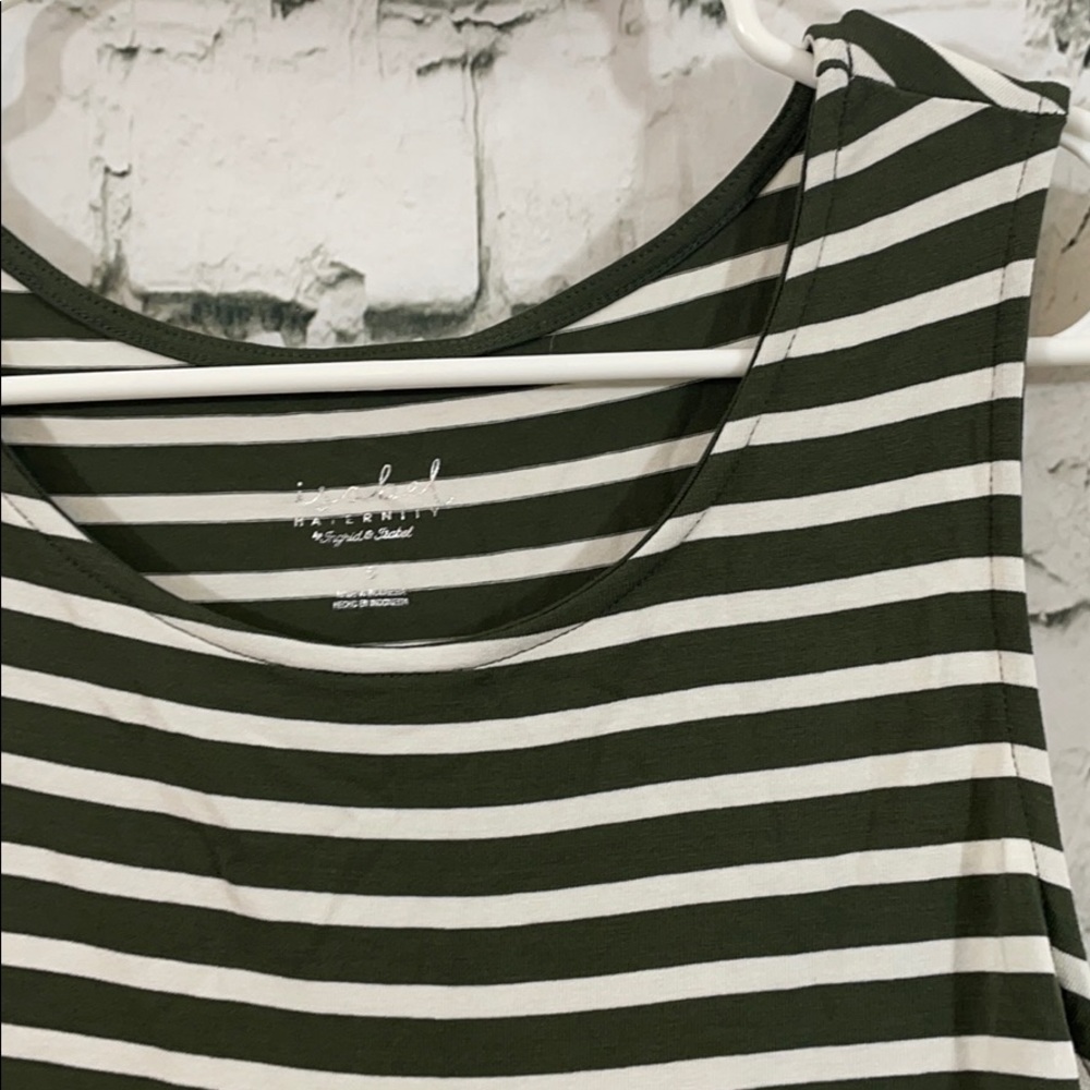 NWT Isabel maternity stripe olive and white tank - Picture 5 of 7